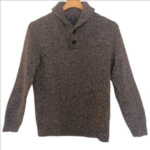 J.Crew Shawl Collar Sweater Mens S Grey Marled 100% Lambswool Button Pullover